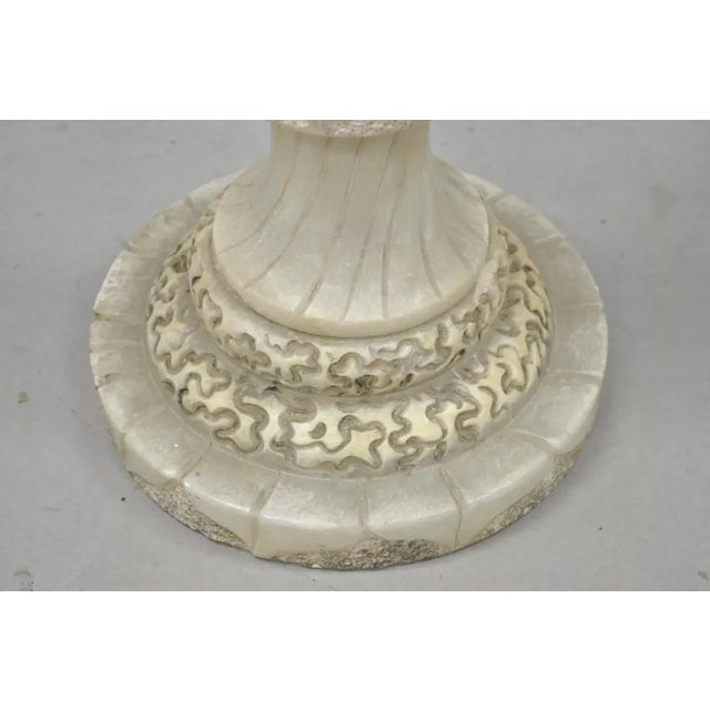 White Vintage Chinese Wiseman Carved Alabaster Figural Pedestal Plant Stand For Sale - Image 8 of 12