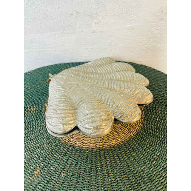 This is a really charming piece It is a large vintage clam shell form folding dish, cast metal (most likely aluminum or...