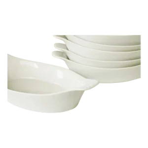 French White Porcelain Au Gratin Dishes S/7