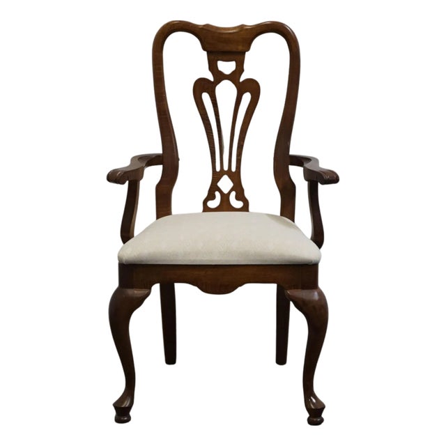 American Drew Solid Cherry Traditional Style Pierced Splat Back Dining Arm Chair For Sale