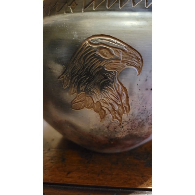 Beautiful Savage Arts, small Pit Fired Vase in marbled tones of dark and light gray with hues of pink and dark blue. At...