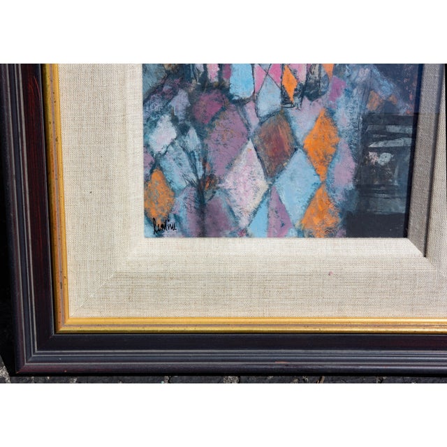 Figurative Impressionist Portrait of a Young Man "Harlequin" Oil Painting Circa 1950's For Sale - Image 3 of 4