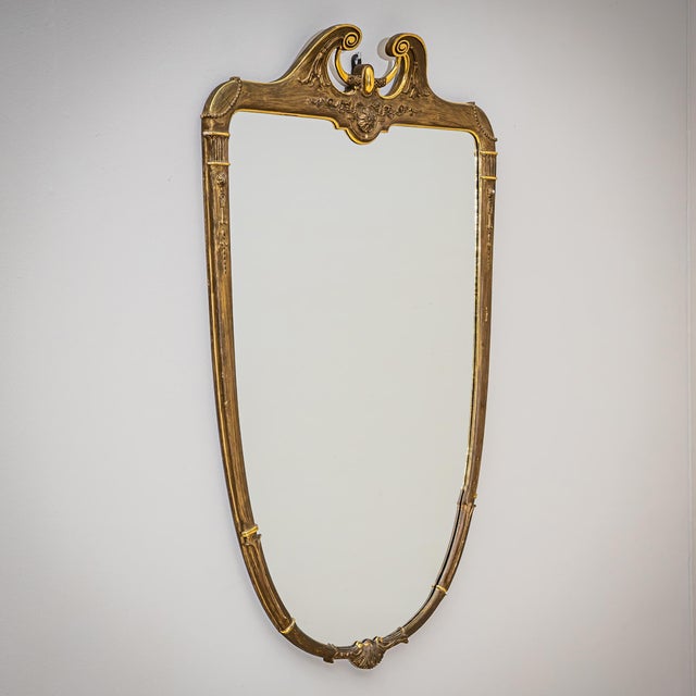 Wood Shield-Shaped Wall Mirror, 1900s For Sale - Image 7 of 7