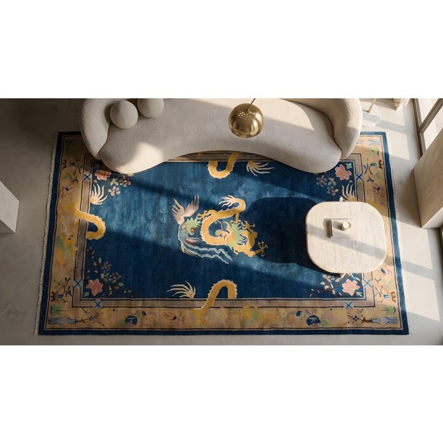 1920s Chinese Art Deco Dragon Carpet For Sale - Image 10 of 11