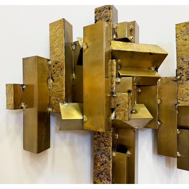 Late 20th Century Large Curtis Jeré Vintage Brutalist Cityscape Wall Sculpture For Sale - Image 5 of 7