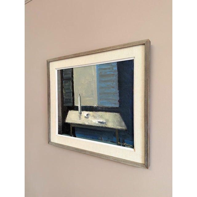 1959 Mid-Century Modern 'A Moment of Quiet' Vintage Swedish Interior Still Life Oil Painting, Framed For Sale - Image 4 of 10