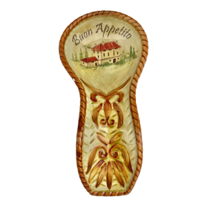 Vintage Fitz and Floyd Harvest Kitchen Buon Appetito Spoon Rest