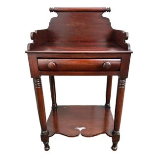 Antique 19th Century Early American Empire Style Mahogany One Drawer Wash Stand Side Table For Sale