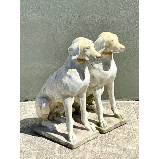 Vintage Cast Concrete Dogs - A Pair For Sale In West Palm - Image 6 of 12