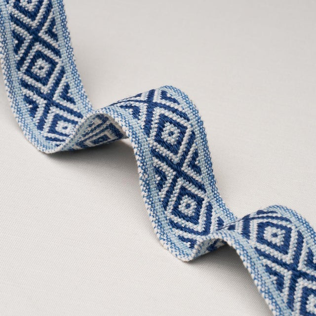 Traditional Sample - Schumacher Larson Handwoven Tape Trim In Indigo For Sale - Image 3 of 4
