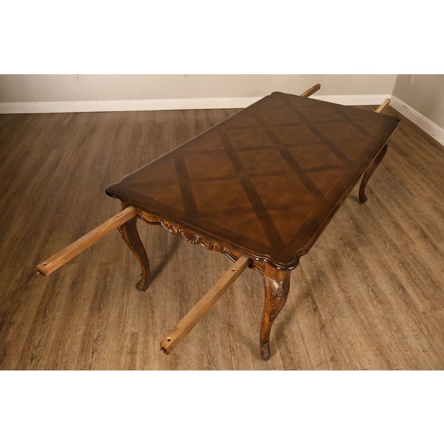 Mid 20th Century French Country Parquetry Top Expandable Dining Table For Sale - Image 5 of 18