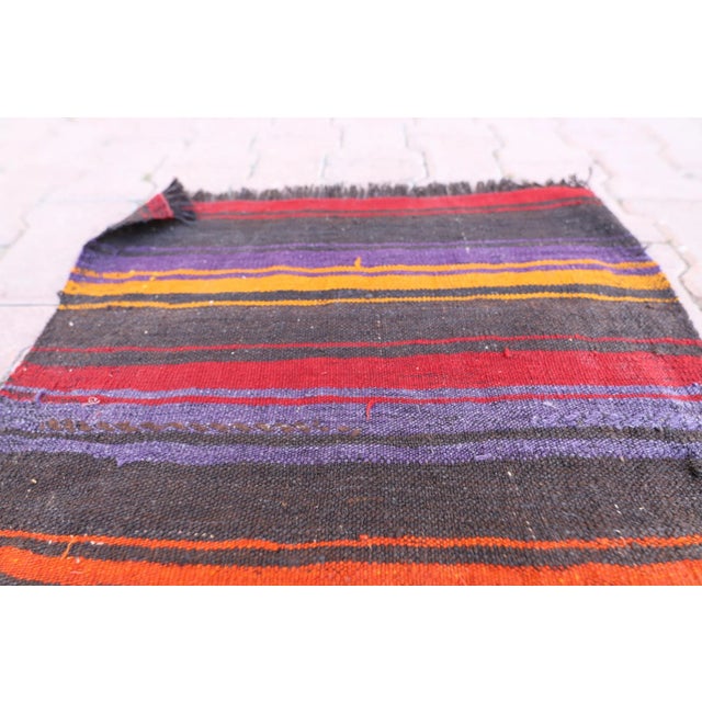 1970s 1970 Rustic Black Striped Kilim For Sale - Image 5 of 13