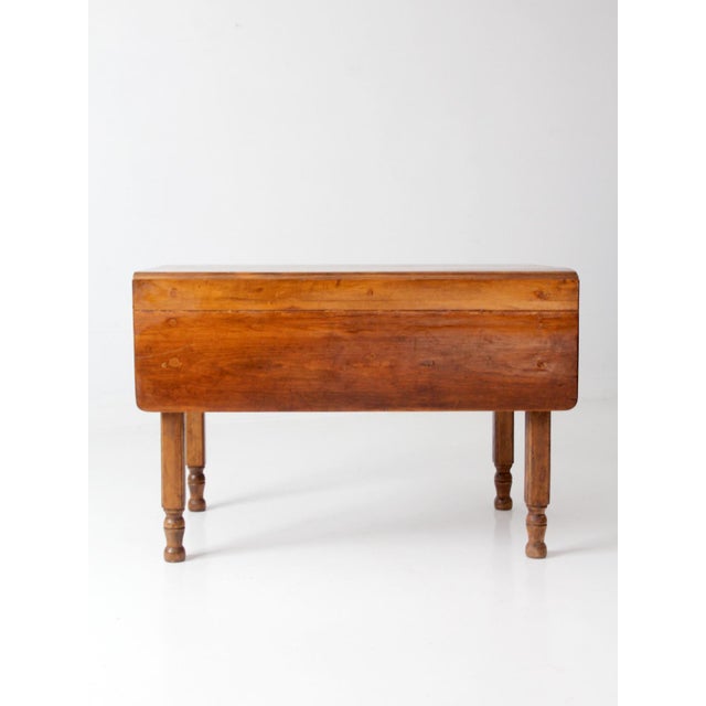 Farmhouse Antique American Country Drop Leaf Table For Sale - Image 3 of 15