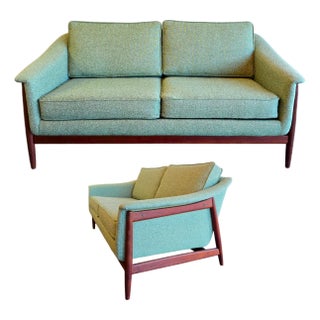Dux Sweden Loveseat Sofa New Upholstery Vintage MCM For Sale