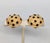 1980s round domed goldtone textured studded with cabochon faux-onyx clip earrings. Marked "Guy Laroche" on the clips and...