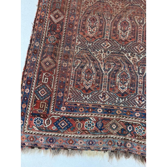 Persian Antique Southwest Khamseh Repeating Circle of Life Boteh Mother-Child Motifs Rug 4.2 x 6.2 For Sale - Image 3 of 11