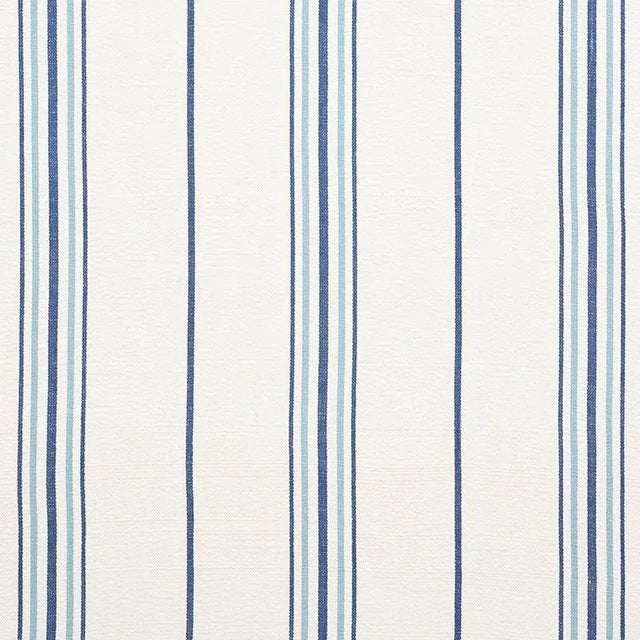 Contemporary Sample - Schumacher Scarset Stripe Fabric in Blues For Sale - Image 3 of 3