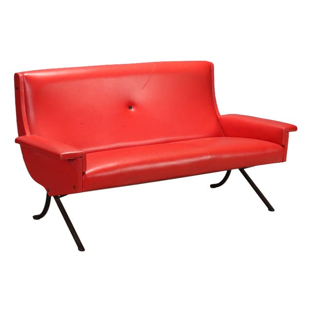 Vintage Sofa in Red Skai, 1960s For Sale