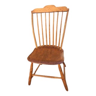 Early 19th Century Antique Step Down Windsor Side Chair With Shaped Crest For Sale