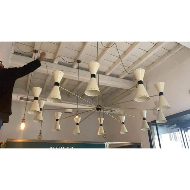 Metal Brass Chandelier from Stilnovo For Sale - Image 7 of 8