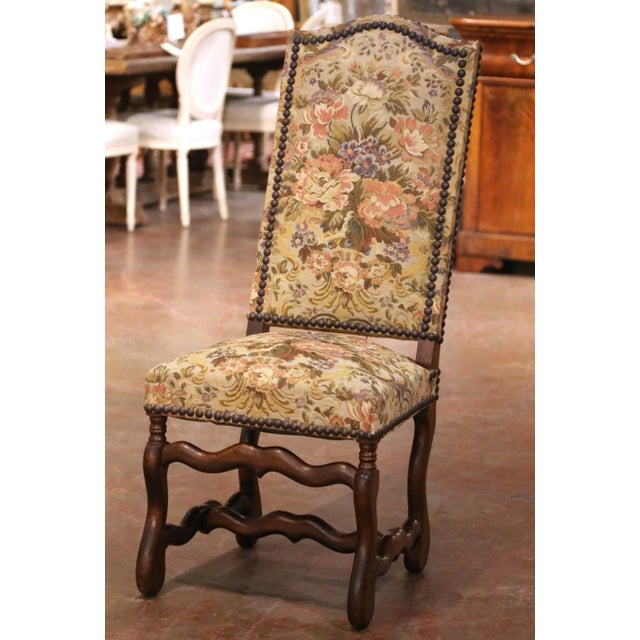 French Set of 10 Early 20th Century French Louis XIV Upholstered Oak Dining Chairs For Sale - Image 3 of 12