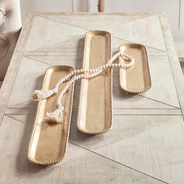 Metal Blair Decorative Trays, Set Of 3 For Sale - Image 7 of 9