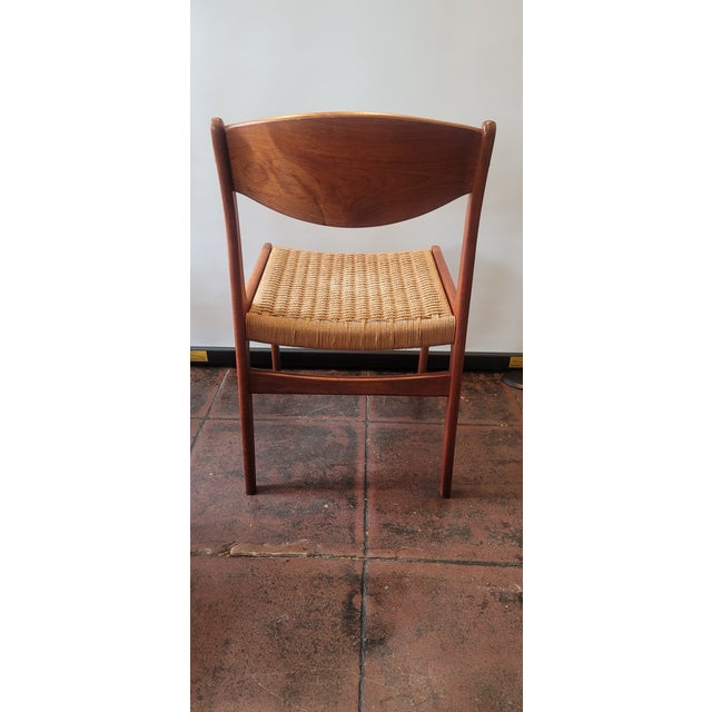1950s Mid Century Danish Teak Cord Seats Set 6 Chairs For Sale - Image 5 of 9