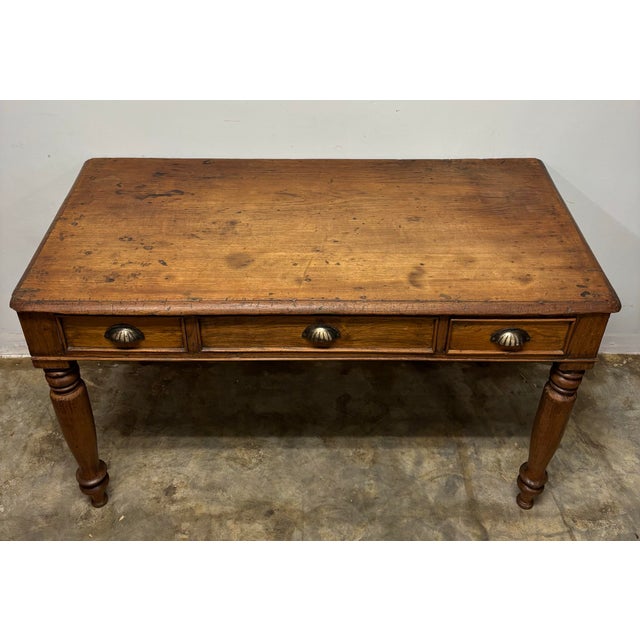 Antique French Oak Console Table or Writing Desk For Sale - Image 4 of 11