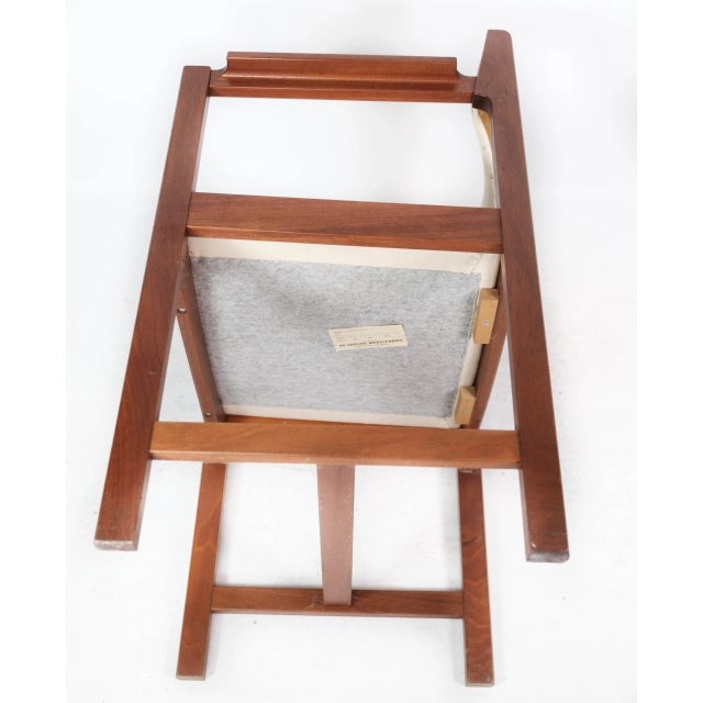 Danish Mahogany and Light Fabric Armchair from Søborg, 1960s For Sale - Image 10 of 12