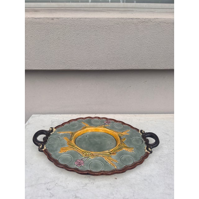 Large Austrian Majolica Eggs Platter Circa 1890 For Sale - Image 4 of 8