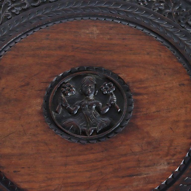 Antique Anglo Indian Figural Carved Rosewood Side Table With Elephants & Figure For Sale - Image 6 of 11