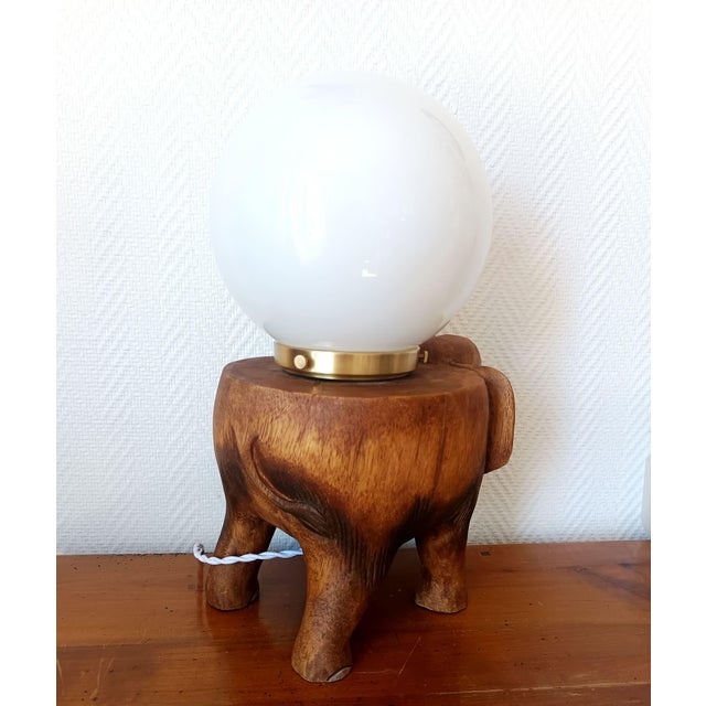 Vintage Elephant and Opaline Table Lamp, 1940s For Sale - Image 9 of 13