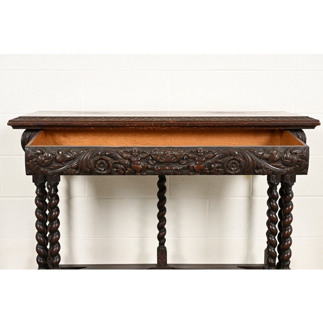 Late 19th Century R. J. Horner Renaissance Revival Carved Oak Console Table, Circa 1890s For Sale - Image 5 of 11
