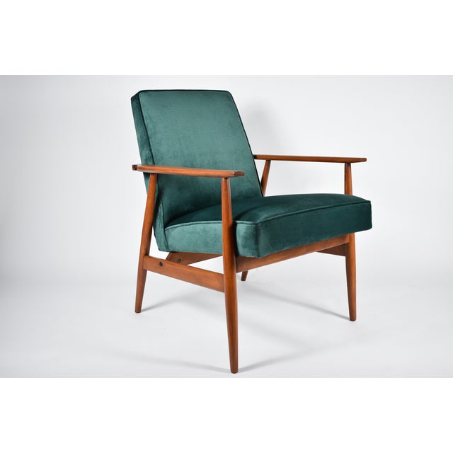 Vintage Armchair in Green Bottle Velvet & Teak, 1970s For Sale - Image 16 of 16