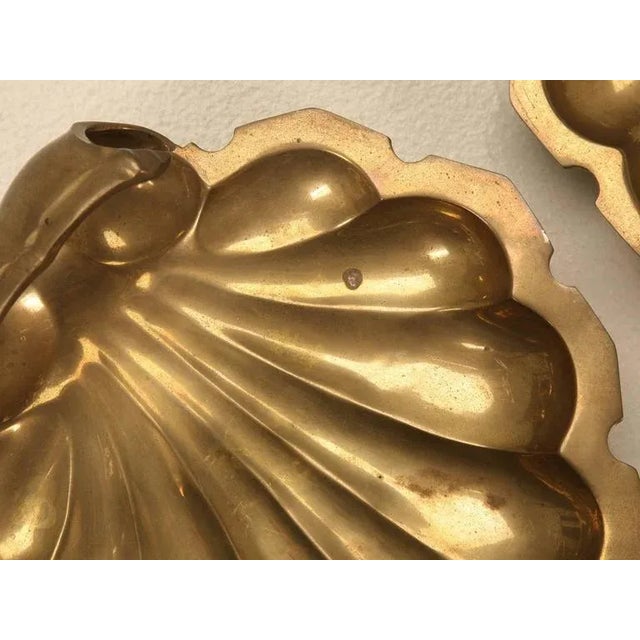 Solid Brass Footed Decorative Clamshell Dishes - A Pair For Sale In Chicago - Image 6 of 10