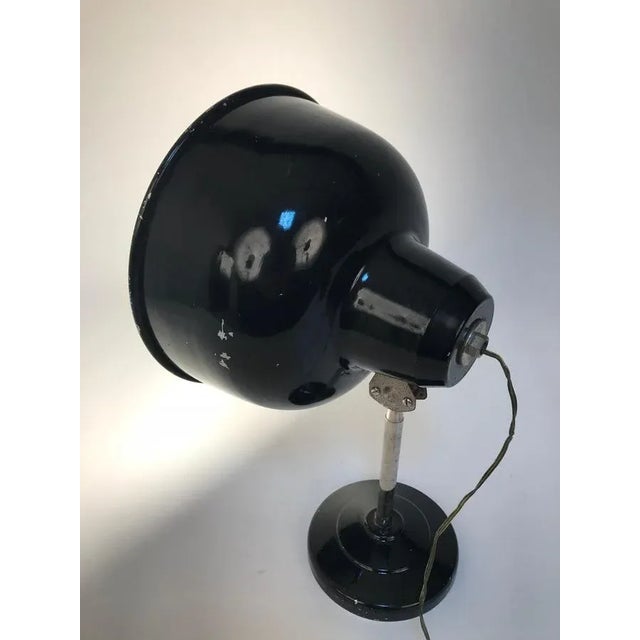 Italian Industrial Black Enameled Metal Adjustable Desk Lamp, 1940s For Sale - Image 6 of 18