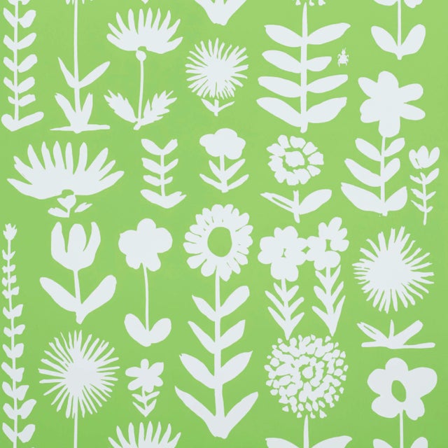 Schumacher X Vera Neumann Wild Things Wallpaper in Leaf For Sale