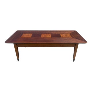 Mid-Century Modern Art Deco Lane Walnut and Burlwood Rectangular Coffee Table For Sale