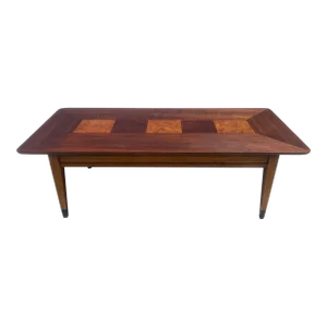 Mid-Century Modern Art Deco Lane Walnut and Burlwood Rectangular Coffee Table