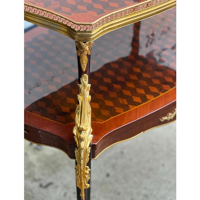 1960s Parquetry Two Tier Tea Table For Sale - Image 4 of 6