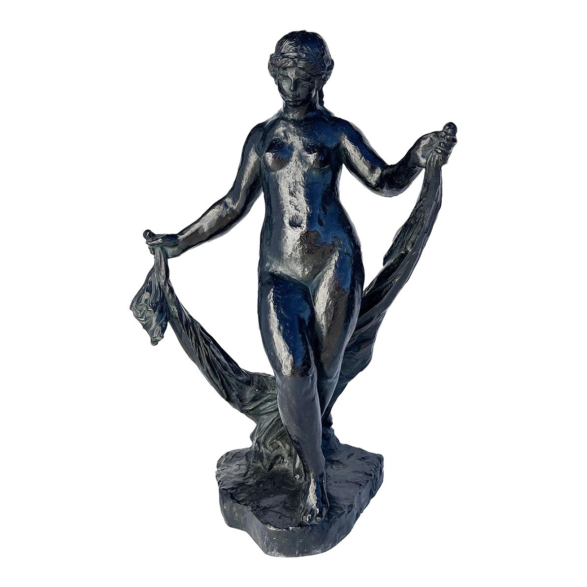 ART DÉCO NOUVEAU Chiparus Style Bronze Sculpture Danseuse Marbre Base