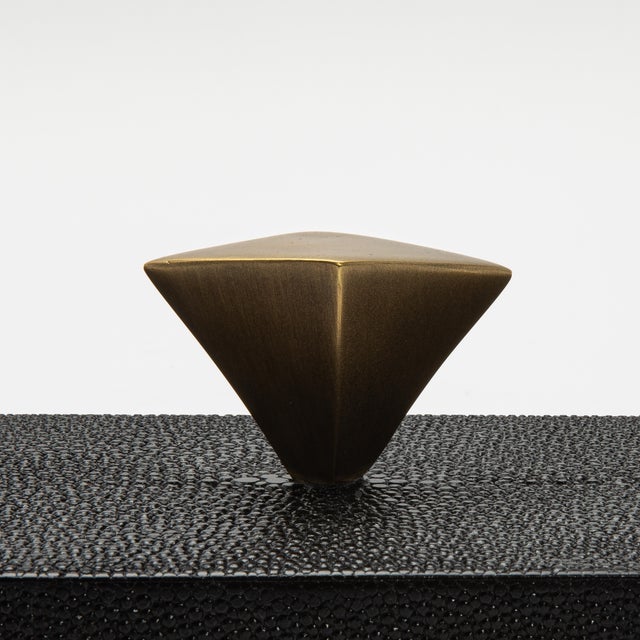 Set of 2 Boxes in Black Shagreen With Bronze Patina Brass Knob by Kifu Paris For Sale - Image 9 of 9