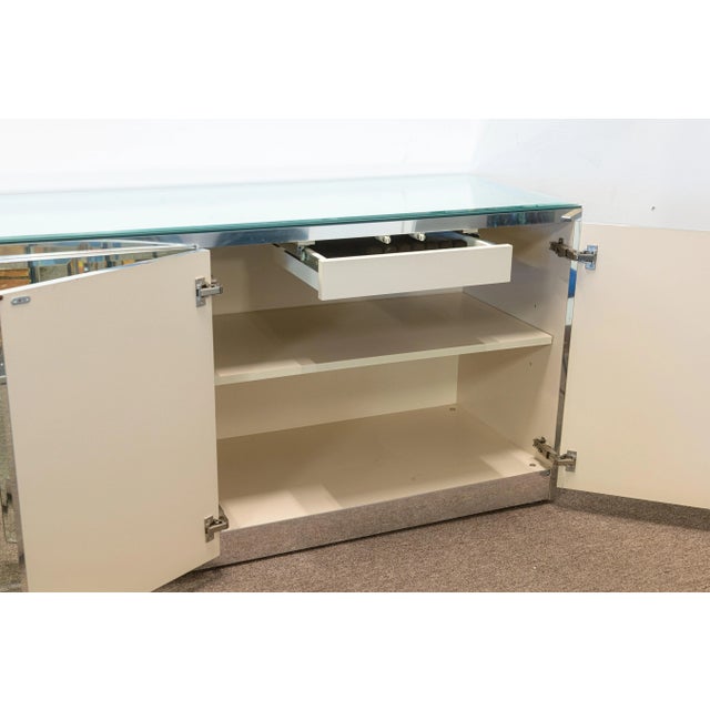 Modern Vintage Ello Glass and Chrome Mirrored Credenza Cabinet For Sale - Image 3 of 6