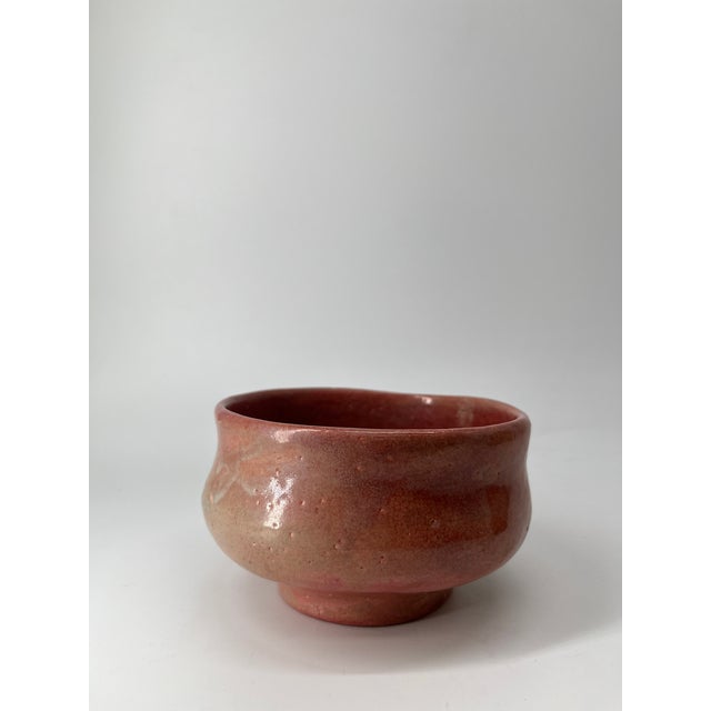 Japanese Vintage Japanese Aka-Raku Chawan With Original Wooden Box For Sale - Image 3 of 13