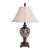 Vintage Transitional Pierced Acanthus Urn Table Lamp With Natural Linen Shade For Sale