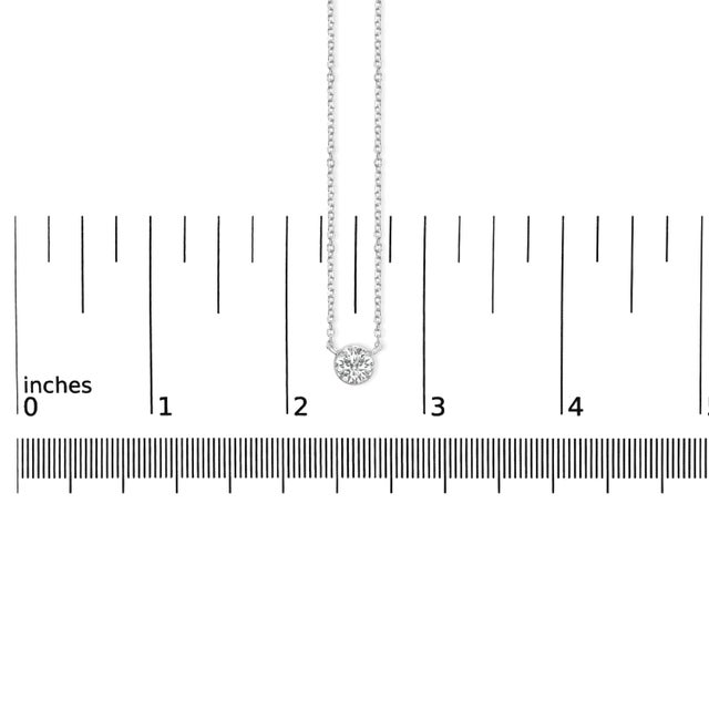 Early 21st Century 14K White Gold 1.00 Cttw Bezel Set Round Lab-Grown Diamond Solitaire 18" Pendant Necklace (F-G Color, VS1-VS2 Clarity) For Sale - Image 5 of 5