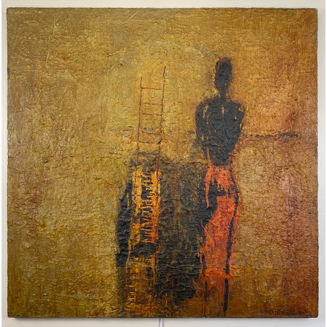 Textile Frank Arnold Oil on Canvas Abstract Figurative Painting Titled "Escape" For Sale - Image 7 of 18