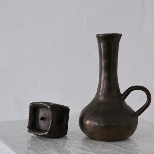 Brutalist Cast Bronze Candle Holder and Vase, 1970s, Set of 2 For Sale - Image 5 of 8