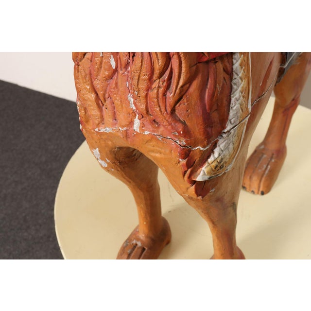 American Folk Art Hand-Carved and Painted Solid Pine Stationary Standing Lion For Sale - Image 17 of 18