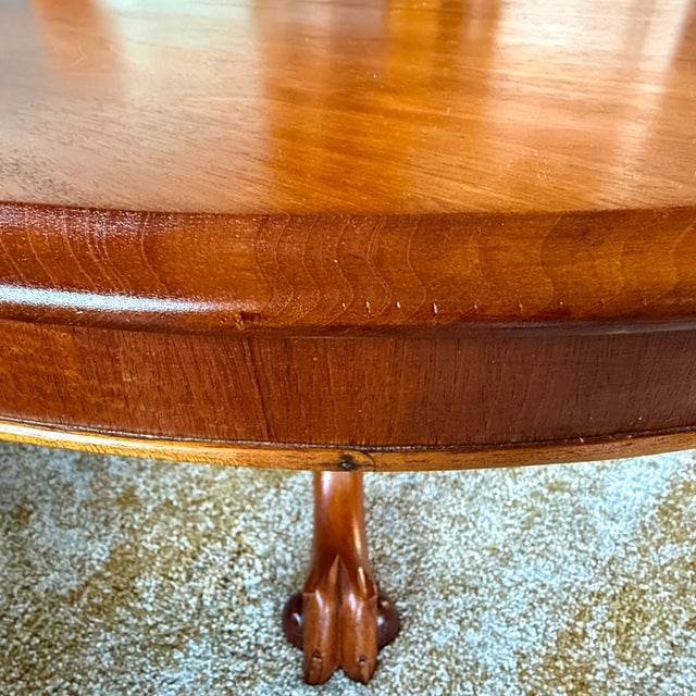 Antique Victorian Round Wooden Coffee Table with Carved Claw Feet, 1890s For Sale - Image 14 of 18